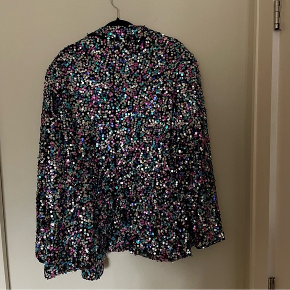 NWOT Nasty Gal Oversized Rainbow Sequinned Jacket - Picture 6 of 10